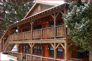 The Riverside main lodge building has a wonderful, authentic rustic feel to it. It was originally the first residence in the mining town of Red River, NM